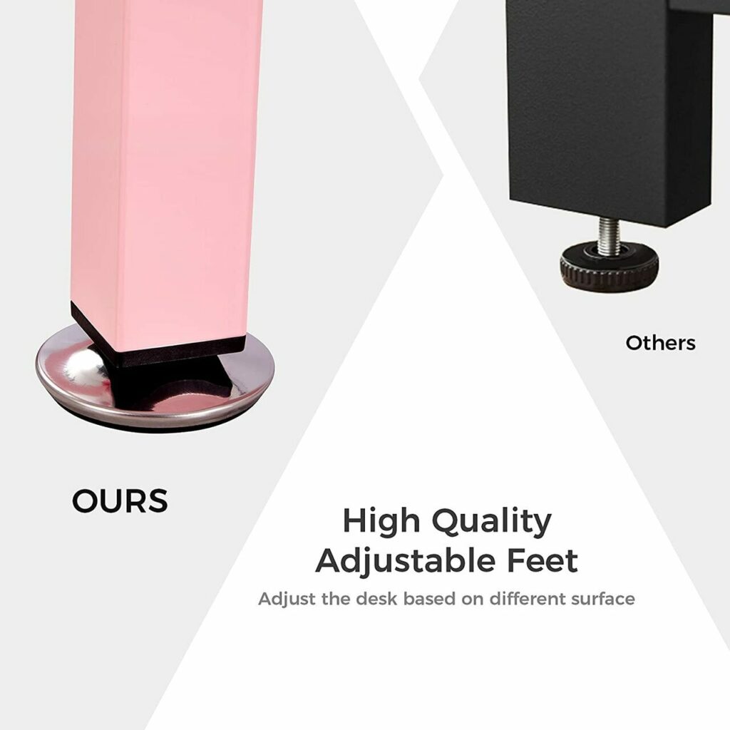 Eureka Ergonomic L Shaped Pink Gaming Desk L152 60" 5 GAMING DESK L152 60 Pink Shaped L Desk Right Adjustable Feet Eureka Ergonomic Desk Scene Carousel 4 89842.1651116060