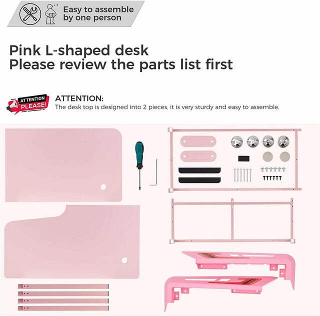 Eureka Ergonomic L Shaped Pink Gaming Desk L152 60" 6 GAMING DESK L152 60 Pink Shaped L Desk Right DIsassembled Eureka Ergonomic Desk Scene Carousel 5 44880.1651116060
